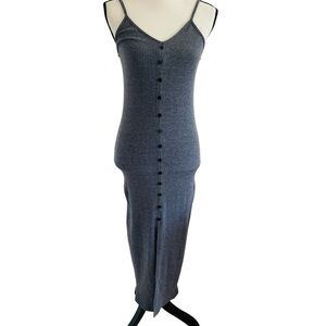 Vici Charcoal Ribbed Sleeveless  Maxi Dress